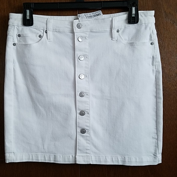 NWT Cremieux White Denim Skirt 12 - Picture 2 of 3